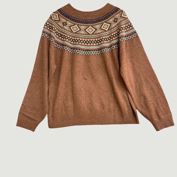Weatherproof Vintage Copper Fair Isle Knit Sweater XL Women's Pullover M0211 - Picture 2 of 9
